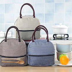 Portable Insulated Thermal Cooler Lunch Bag Striped
