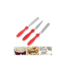 3 Pcs Set Stainless Steel Butter Cake Cream Knife Smoother Spatula Fondant Pastry Tool
