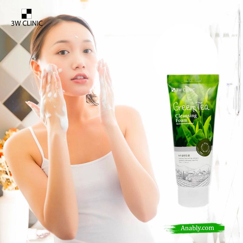 3W Clinic Green Tea Cleansing Foam 100ml - Gentle Face Wash