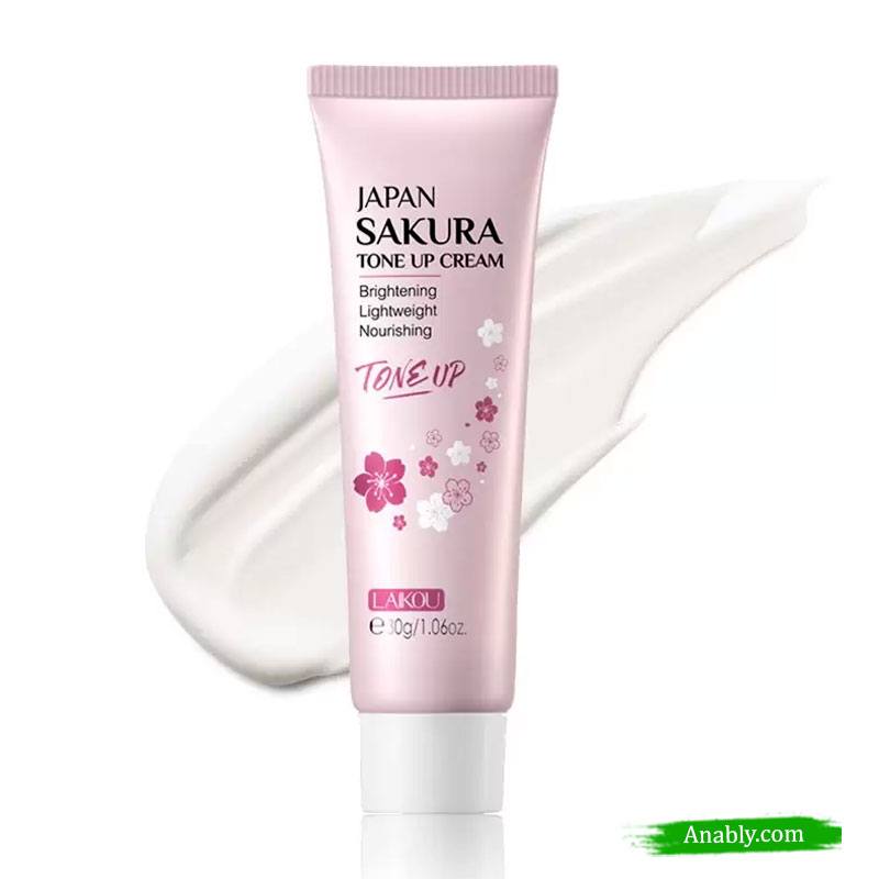 LAIKOU Japan Sakura Tone Up Cream 30g - Conceal Blemishes, Brighten Skin, Nourish